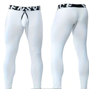 NEW Men’s Open Back / Snap Pouch White Tights - Small
